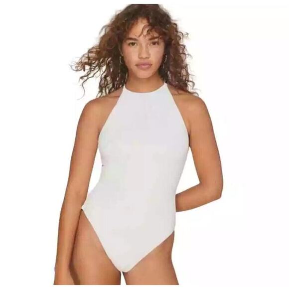 Andie Swim The Asbury Ribbed One Piece Swimsuit in Coconut Cream Size Med NWT - Picture 1 of 9
